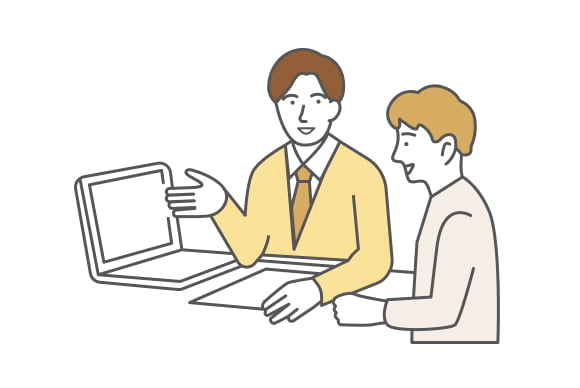 スタッフと外国人労働者が面談をしているイラスト