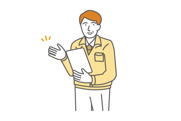 企業の方が案内をするイラスト